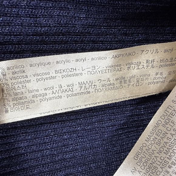 Massimo Dutti Blue Open Front Wool Alpaca Viscose Blend Knit Sweater Navy XS - Picture 8 of 8